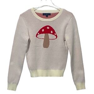 SOCIAL SCENE - SIZE MEDIUM - FUN SWEATER WITH A 7” COLORFUL MUSHROOM B13